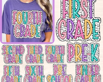 First Second Third Grade Png Bundle, 4th 5th 6th School Grade Png, Sublimation Designs, Back to School Teacher Gift, Kindergarten Pre-K Png