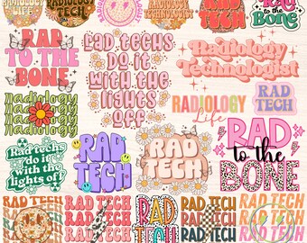 Rad Tech Png Bundle, Radiology Png, Xray Tech Png, Radiology Technologist, Radiology Tech Life, Retro Groovy Floral Stacked Digital Download