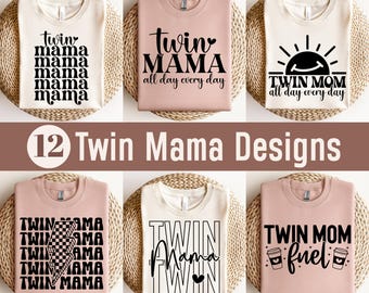 Twin Mom Svg-bundel, Twin Mama Svg, moeder van Twins Svg, Twin Mama Svg voor shirts, Moederdagcadeau, In My Twin Mom tijdperk Svg, digitale download