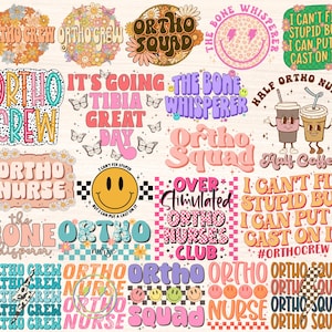 Ortho Squad Png Bundle, Orthopedic Png, Ortho Crew Sublimation Designs, Orthopedics Nurse Team Png, Retro Groovy Floral, Digital Download