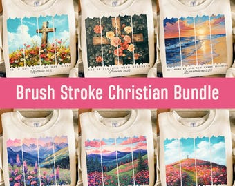 Bible Verse Christian Brushstroke Png Bundle, Easter Religious Faith Sublimation Designs, Acrylic Watercolor Love Jesus God Png, Scripture