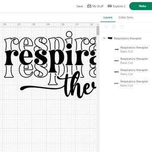 K&ouml;nnte beinhalten: Ein schwarz-wei&szlig;es Design des Textes "respiratory therapist" mit mehreren &uuml;bereinander gestapelten Textschichten.