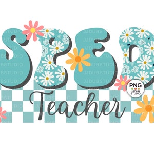 Sped Teacher Png, Designs rétro Sped Sublimation, Enseignant d&#39;éducation spécialisée, Groovy, Damier, Retour à l&#39;école png