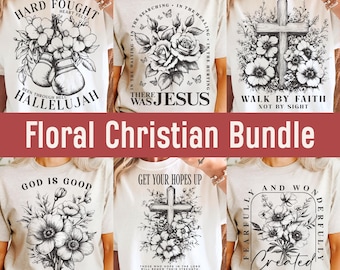 Christelijke png-bundel, bloemen bijbelvers png, geloof religieus bijbelschrift sublimatieontwerpen, liefde Jezus God png, retro vintage boho