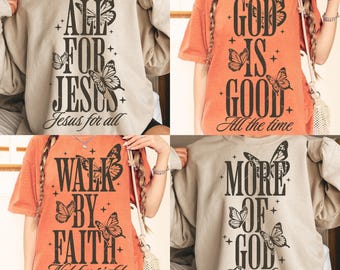 Christelijke Svg Png-bundel, esthetische Bijbelvers schrift Svg, God is altijd goed, lopen door geloof niet te zien, Jezus voor iedereen, meer van God