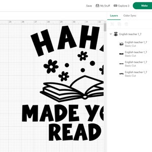 May include: Black and white graphic design with the text "HAH MADE YOU READ" and an open book with flowers floating above it.