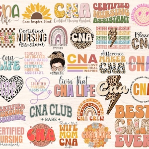 Cna Png Bundle, Cna Sublimationsdesigns, Cna Life Squad, zertifizierte Pflegehelferin, Liebespflege Inspire Heal, Retro Groovy Leopard Herunterladen