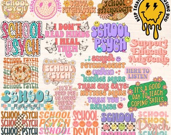 School Psychologist Png Bundle, School Psych Png, Sublimation Designs, Diagnostician Png, Dalmatian Dots Retro Groovy Floral, File Download