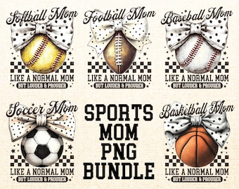 Sport Mama Png-Bundle, Basketball Fußball Mama Retro Kokette Bogen Png, Baseball Softball Fußball Mama Png, Spieltag Sublimation Designs