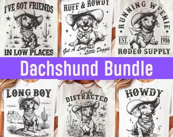 Dachshund Png Bundle, Western Funny Dachshund Mom Png, Retro Vintage Weenie Dog Lover Gift, Sublimation Designs, Country Dachshund Quotes Pn