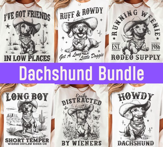 Dachshund Png Bundle, Western Funny Dachshund Mom Png, Retro Vintage Weenie Dog Lover Gift, Sublimation Designs, Country Dachshund Quotes Pn