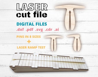 Laser Ramp Test + PINS, Laser Focus Test, Laser Focal Gauge, Laser Calibration Tool Thunder INSTANT DOWNLOAD svg cdr ai pdf dxf digital file