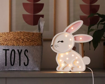 Wooden lamp  Rabbit - bedside lamp LED with cable - home decor - gift - birthday Bunny