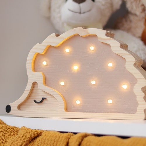 Wooden Lamp Hedgehog Bedside Lamp LED Animal Home Decor Etsy