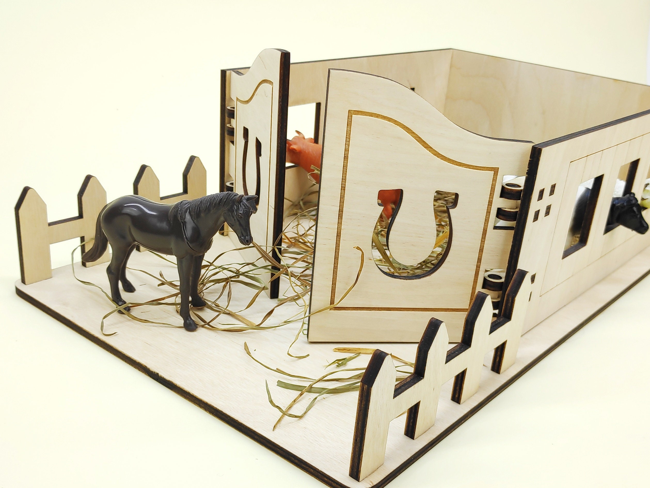 Toy Plywood Horse Stable Barn Farm CO2 Laser Cutting File Etsy