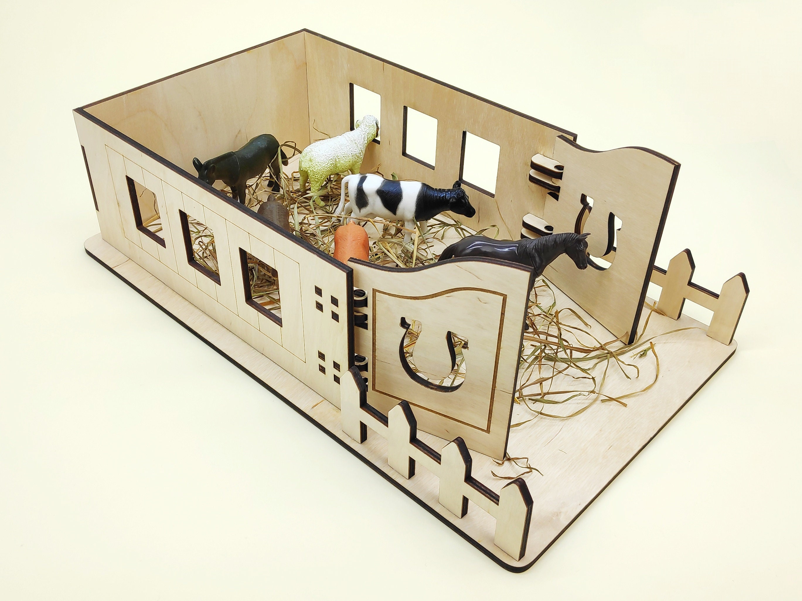 Toy Plywood Horse Stable Barn Farm CO2 Laser Cutting File Etsy