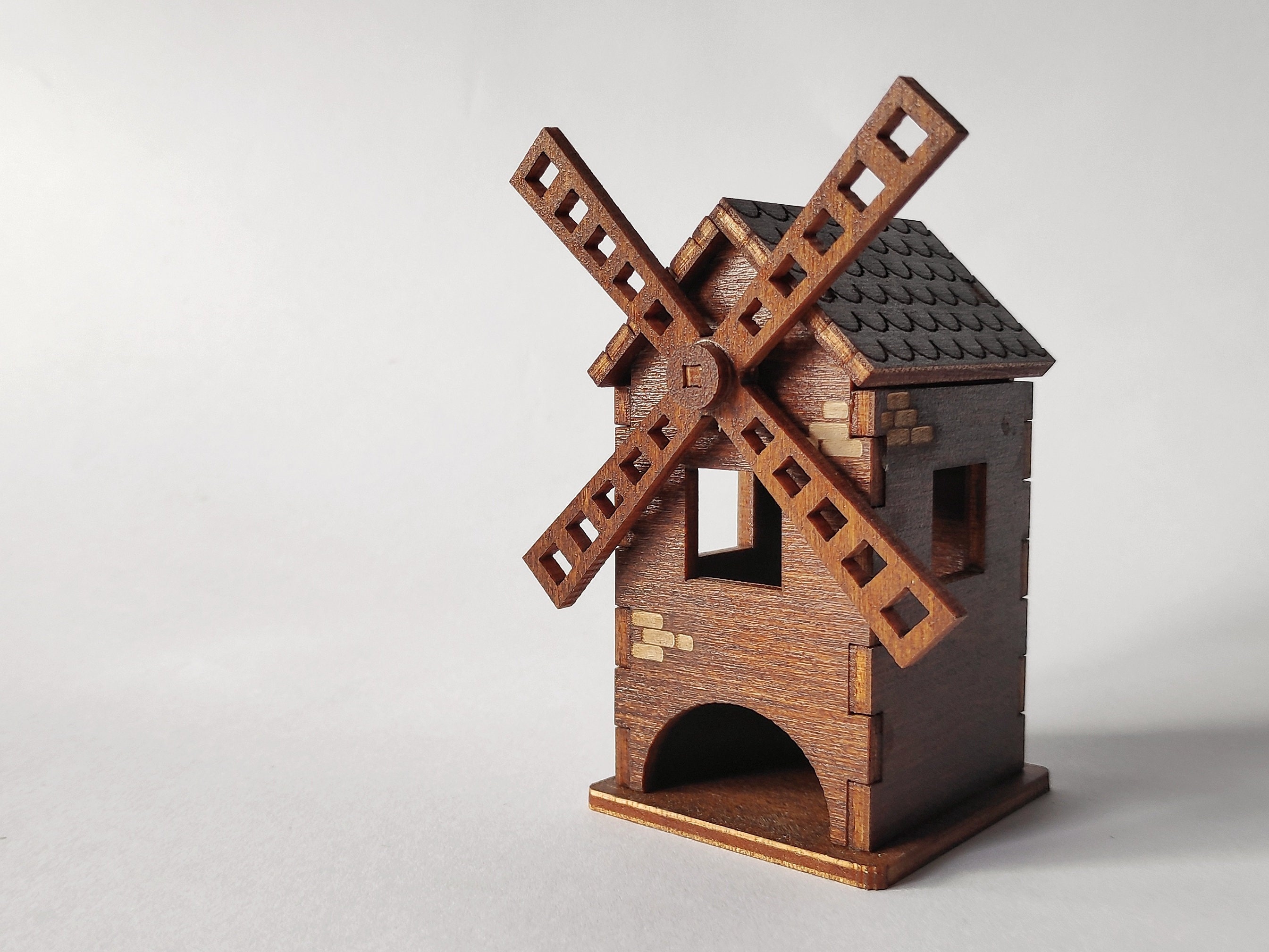 Plywood Miniatures Windmill Cart Bench Cottage 3mm Digital Files Dxf ...