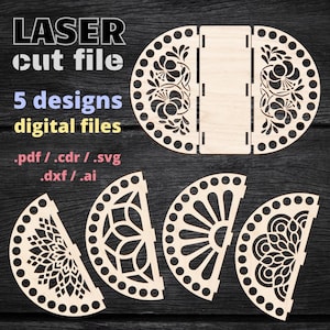 LASER CUT FILE, Häkelunterlagen für Servietten, CNC, CO2-Plotterdatei zum Laserschneiden, svg dxf ai cdr pdf Dateien 5 durchbrochene Muster