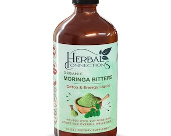 Organic Moringa Bitters - 20+ Herbs Including Moringa, Aloe Vera & Bitter Melon for a Balanced Lifestyle - Non-GMO, Gluten-Free,