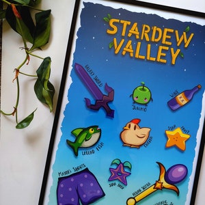 Video Game Chart Poster | ConcernedApe Stardw Valley Harvest Moon Fan Art | 11&quot;x17&quot; Print