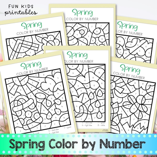 Spring Color by Number | Spring Coloring Pages | Spring Color by Code | Spring Coloring