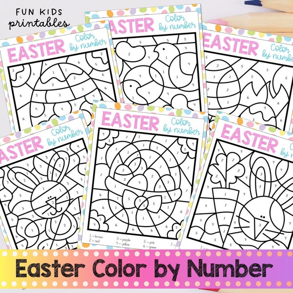 Easter Color by Number | Easter Coloring Pages | Easter Color by Code | Easter Coloring