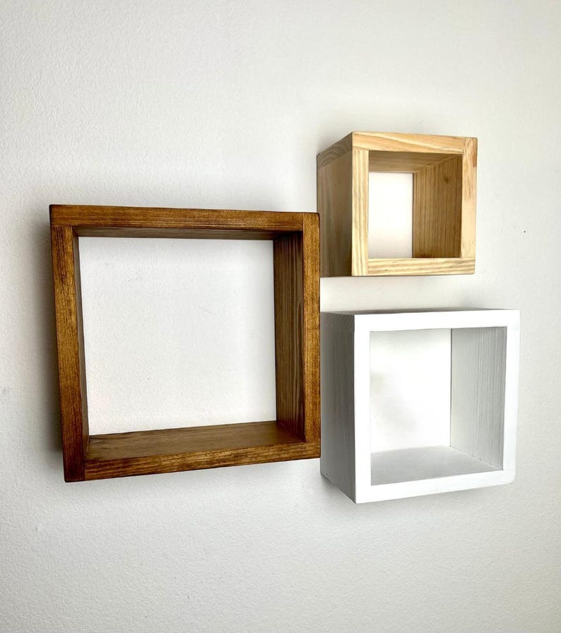 Set of 3 Floating Cube Shelves | Quality Wood - Etsy