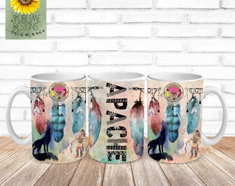 Yavapai Apache Nation Native Feathers, 10"x4" Mug Design, Sublimation MUG Wrap, Digital Download