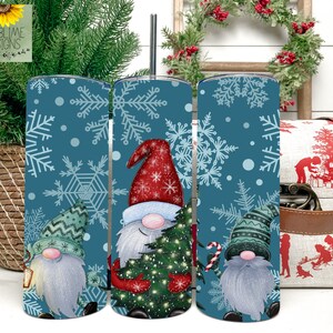 Snowflake Christmas Gnome, 20oz Skinny Tumbler Design, Straight Tumbler, Sublimation Tumbler Wrap, Digital Download