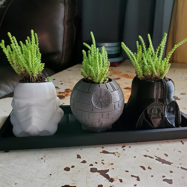 Star Wars Planters. Imperial Set. Death Star. Storm Trooper. Darth Vader.