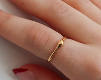 18K Gold Delicate Textured Ring, Gold Ring, WaterProof Tarnish rings , Gold Plated Stainless Steel Rings