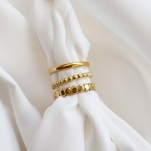 18K Gold dainty stacking ring 3 piece set, thin rings, delicate rings, ring set, WaterProof Tarnish rings