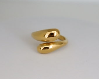 18K Gold Dome Ring, Gold Chunky Ring, Wrap Ring, WaterProof Tarnish rings , Gold Plated Stainless Steel Rings