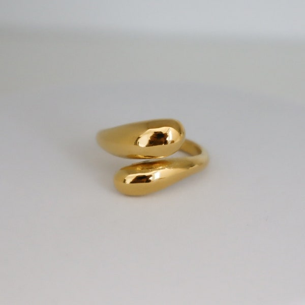 18K Gold Dome Ring, Gold Chunky Ring, Wrap Ring, WaterProof Tarnish rings , Gold Plated Stainless Steel Rings
