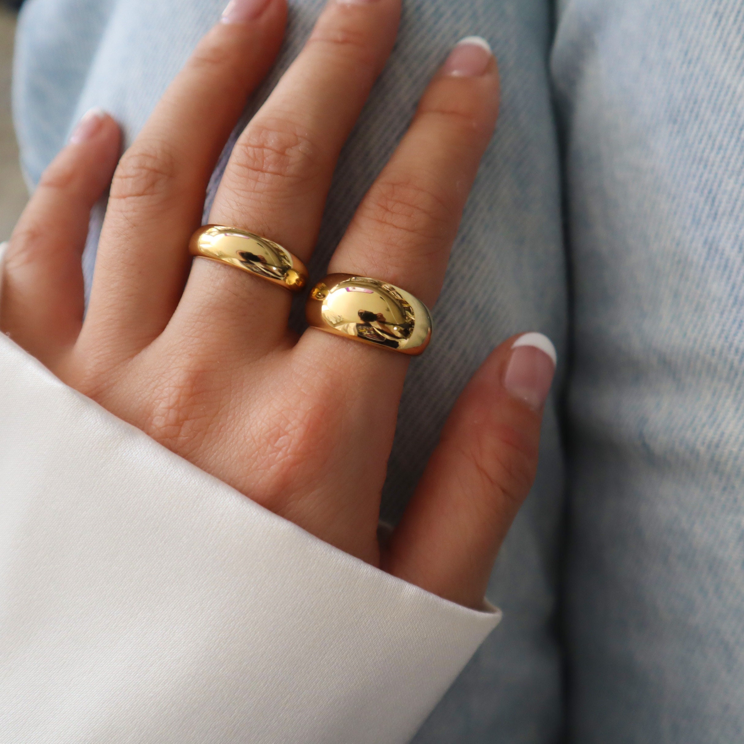 18K Gold Dome Ring, Minimalist Waterproof Tarnish Rings, Chunk Statement  Ring, Gold Plated Stainless Steel Rings - Etsy