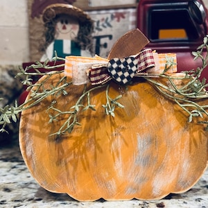 Wood tiered tray pumpkin, fall pumpkin decor, fall shelf decor, fall pumpkin, small wood pumpkin, fall decor, country fall decor,