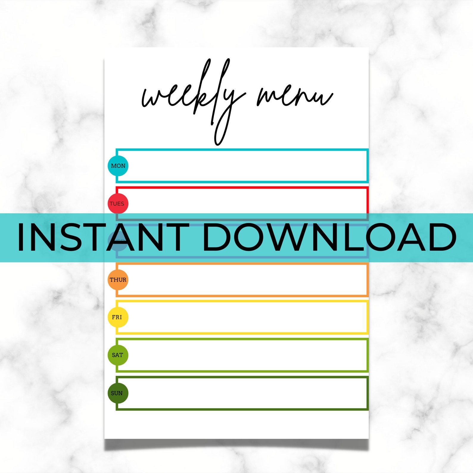 Colorful Printable Weekly Meal Planner With Menu Plan and Grocery List ...