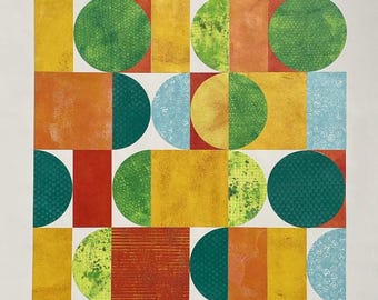 Circle Back - Hand Printed and Assembled Collage Art