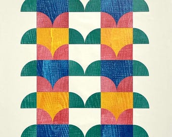 Two Totems - Hand Printed and Assembled Collage Art
