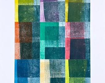 Blue Montage - Hand Printed and Assembled Collage Art