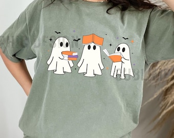 Funny Book Lover Halloween PNG, Cute Ghost Book Nerd, Ghost Halloween PNG, Ghost PNG, Teacher Png, Librarian Sublimation, Spooky Season Png
