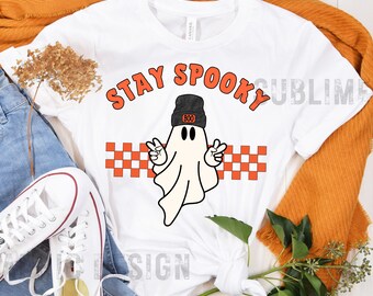 Stay Spooky PNG | Ghost PNG | Halloween PNG | Funny Halloween Ghost Png | Ghost With Hat Png | Retro Halloween Spooky Season Ghost Png