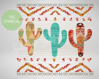 Southwestern Cactus Sublimation PNG | Western Cactus Design PNG | Cactus Sublimation | Aztec Cactus Design | Sublimation PNG | Cactus Png