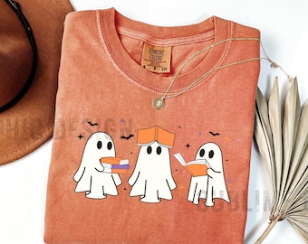 Funny Book Lover Halloween PNG, Cute Ghost Book Nerd, Ghost Halloween PNG, Ghost PNG, Teacher Png, Librarian Sublimation, Spooky Season Png