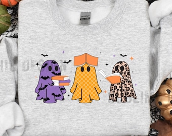 Funny Book Lover Halloween PNG, Cute Ghost Book Nerd, Ghost Halloween PNG, Ghost PNG, Teacher Png, Librarian Sublimation, Spooky Season Png