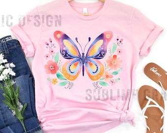 Watercolor Butterfly PNG Sublimation Design, Vibrant Butterfly PNG Sublimation File, Butterfly PNG File, Floral Watercolor Butterflies