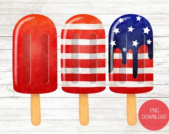 Popsicle patriottico PNG / Independence Day Design / 4 luglio PNG / Sublimazione patriottica del ghiacciolo / Design patriottico / Stelle e strisce
