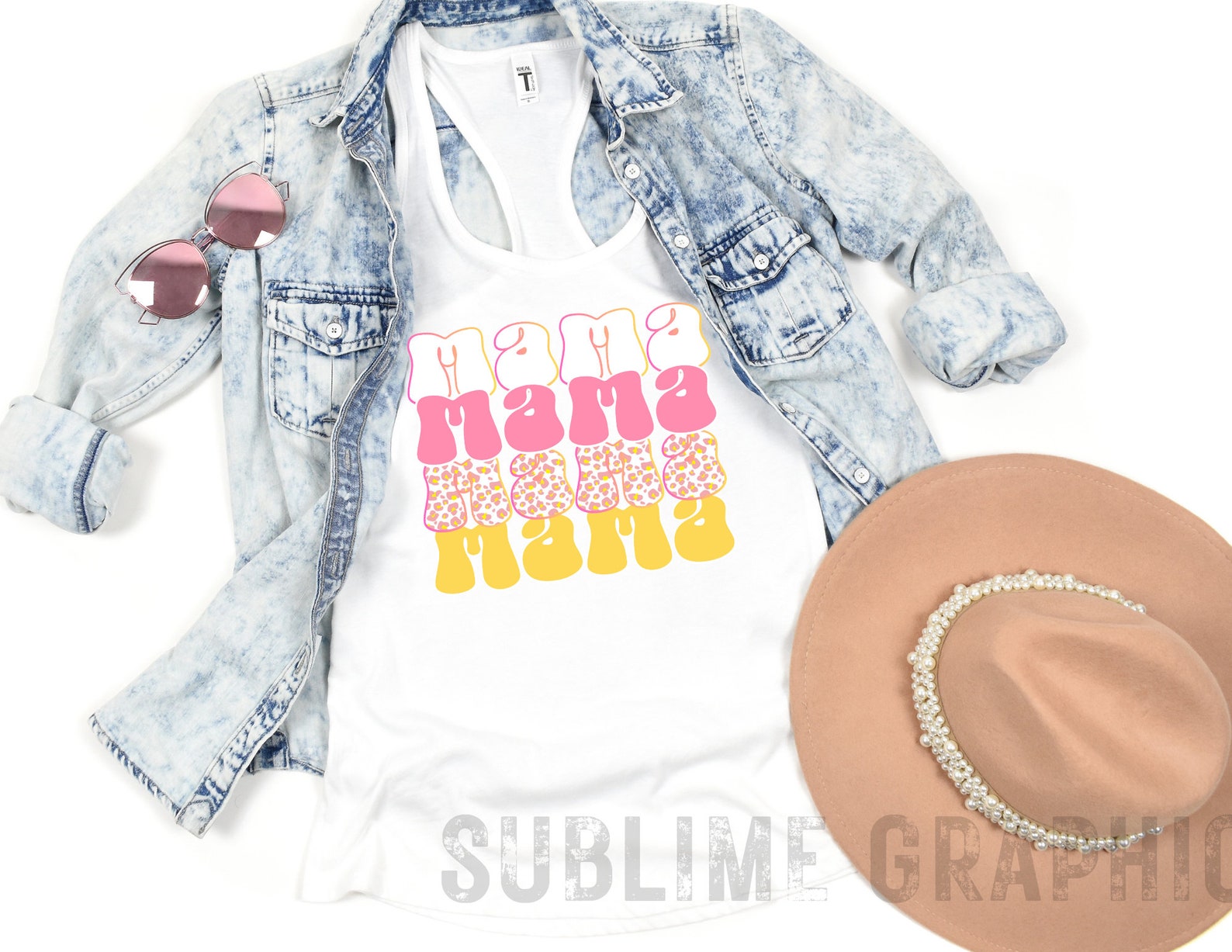 Pink Stacked Leopard Mama Graphic Tee