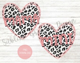 Valentines Mama PNG | Valentines Mini PNG | Mama and Mini Sublimation PNG | Mama Sublimation png | Mini Sublimation png | Leopard Heart png