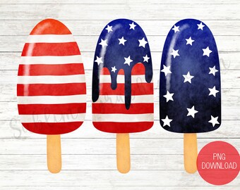 Popsicle patriottico PNG / Independence Day Design / 4 luglio PNG / Sublimazione patriottica del ghiacciolo / Design patriottico / Stelle e strisce